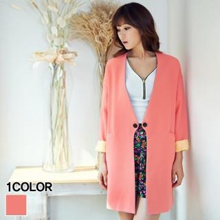 Collarless Oversized Jacket