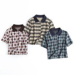 Argyle Cropped Polo Shirt