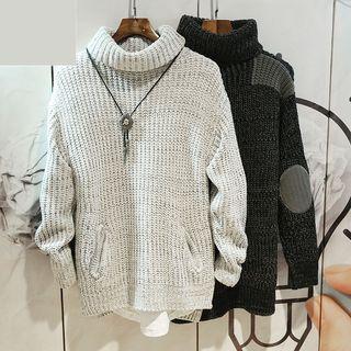 Turtleneck Elbow-patch Sweater