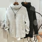 Turtleneck Elbow-patch Sweater