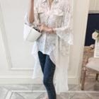 Printed Bell-sleeve Dip-back Shirt