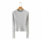 Round Neck Cable Knit Top