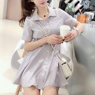 Short-sleeve A-line Tunic Shirt