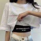 Elbow-sleeve Lettering Cropped T-shirt / Camisole Top