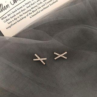 Rhinestone Cross Earring 1 Pair - As Shown In Figure - One Size