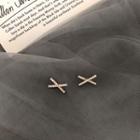 Rhinestone Cross Earring 1 Pair - As Shown In Figure - One Size