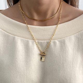 Square-pendant Layered Necklace