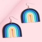 Rainbow Drop Earring Er295 - 1 Pair - Black & Blue & Green - One Size