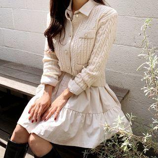 Crewneck Glittered-trim Cardigan
