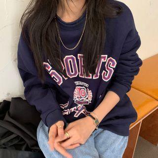 Printed Sweatshirt Dark Blue - One Size