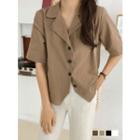 Open-placket Elbow-sleeve Jacket