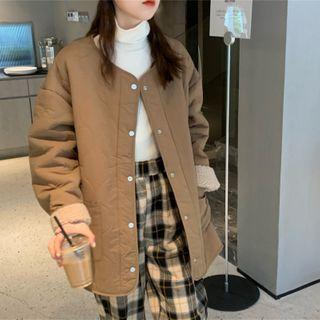 Quilted Button-up Jacket / Plaid Pants