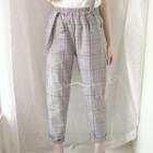 Plaid Suspender Tapered Pants