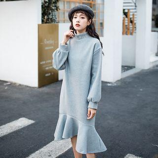 Embroidered Midi Mermaid Sweatshirt Dress