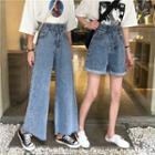 Cuffed Denim Shorts / Wide-leg Jeans