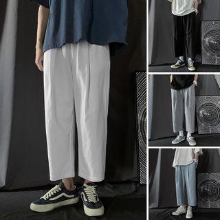 High-waist Loose Fit Straight Cut Cropped Pants