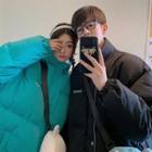 Couple Matching Padded Zip-up Jacket / Bear Crossbody Bag