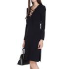 3/4-sleeve Lace-up Knit Dress
