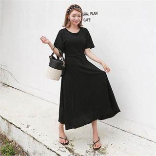Band-waist Long T-shirt Dress