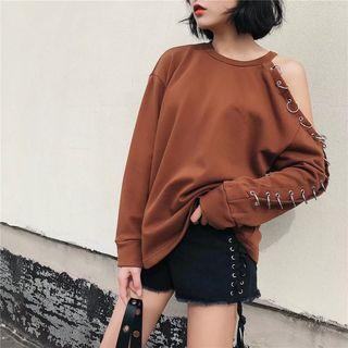 Hoop Detail Cut Out Shoulder Pullover