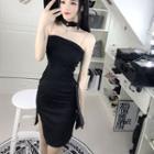 Choker-neck Chain Strap Sheath Dress