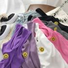 Smiley Face Embroidered Cropped Tank Top