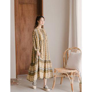 Tie-neck Paisley Long Dress