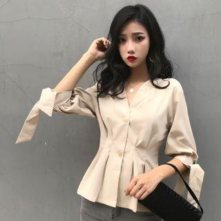 Elbow-sleeve Peplum Shirt