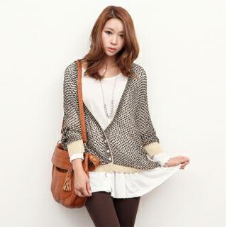 V-neck Waffle-knit Cardigan