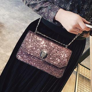 Glittered Chain Strap Crossbody Bag