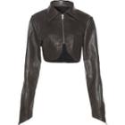 Faux Leather Cropped Jacket / Strapless Mini Sheath Dress