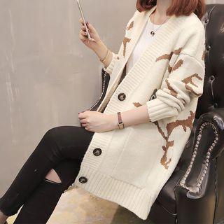 Embroidered Buttoned Knit Jacket