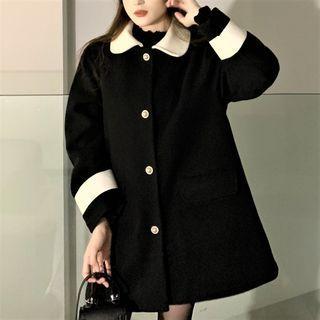 Buttoned-up Paneled Coat Black - One Size