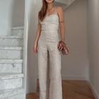 Spaghetti Strap Lace-up Back Jumpsuit