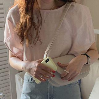 Puff Short-sleeve Top Pink - One Size
