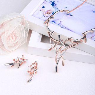 Set: Alloy Crosses Necklace + Earring