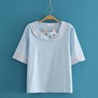 Cat Print Sailor Short Sleeve T-shirt