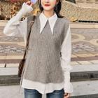 Set: Chiffon Blouse + Knit Vest