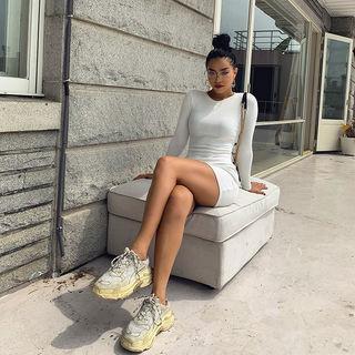 Round-neck Ribbed Minidress
