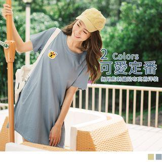 Bear Applique Short Sleeve T-shirt Dress