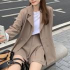 Set: Double-breasted Blazer + Pleated Mini Skort