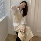 Plain Shirt / Knit Camisole Top / Midi Pencil Skirt