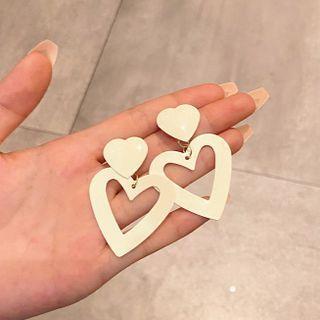 Heart Alloy Dangle Earring 1 Pair - Off-white - One Size
