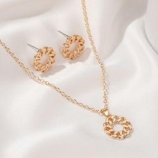 Alloy Hoop Pendant Necklace / Earring