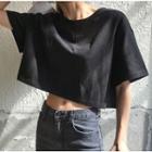 Short-sleeve Cropped T-shirt Black - One Size