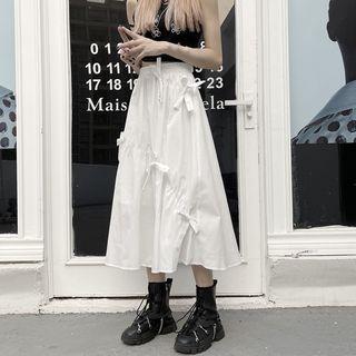 Bow Ruffled Midi A-line Skirt