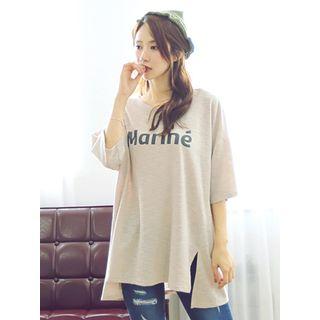 Slit-detail Lettering T-shirt