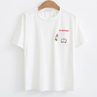 Short-sleeve Cartoon Pocket T-shirt