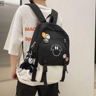 Smiley Face Print Zip Backpack