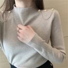 Plain Long-sleeve Chain Knit Top